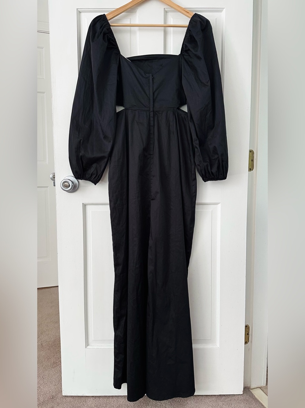 Especia Black Embroidered Cut Out Maxi Dress Puff Long Sleeves Anthropologie XS - Picture 7 of 16